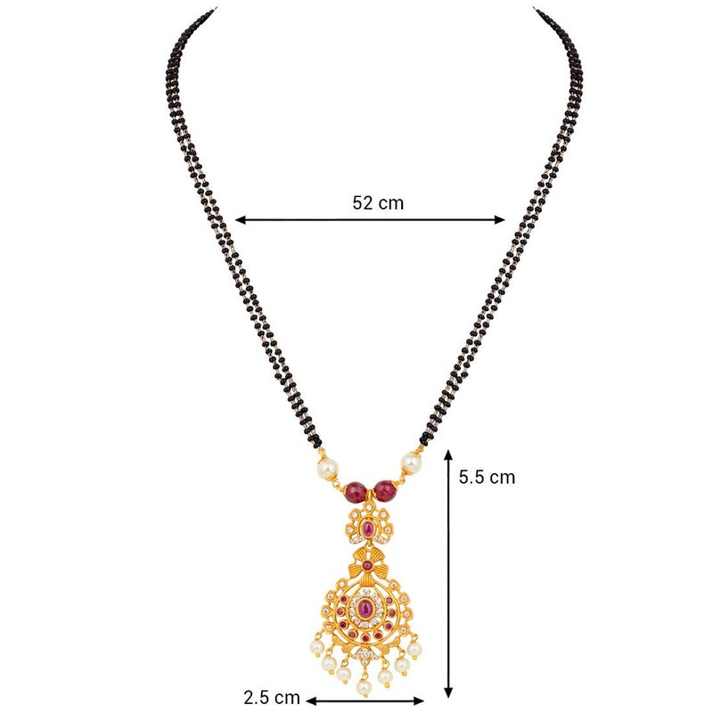 Aheli Classy Stone Beads Studded Handcrafted Indian Traditional Wedding Mangalsutra Necklace Set with Black Beaded Chain Ethnic Fashion Daily Wear Jewelry Gift for Women - Image 4